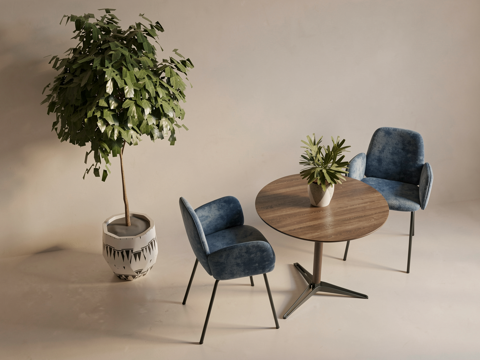 现代休闲桌椅_餐椅_餐桌_圆桌_摆件_休闲椅子su模型