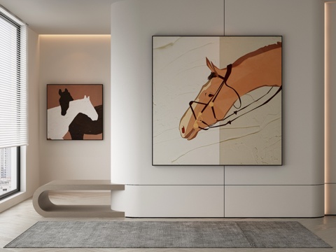  极简抽象挂画3d模型 