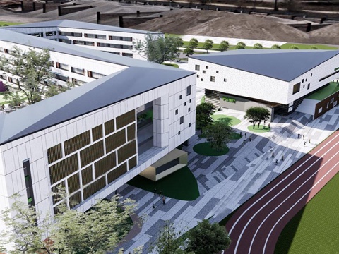 现代学校建筑  中小学建筑 学校鸟瞰图 艺术培训学校su模型