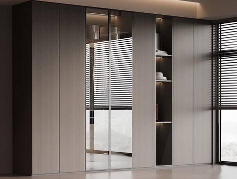  现代意式简约衣柜 到顶衣柜 成品衣柜 衣服 卧室衣柜3d模型 