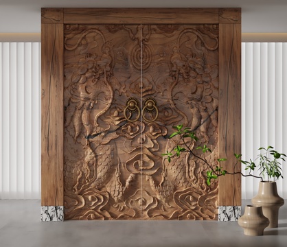  现代平开门3d模型 