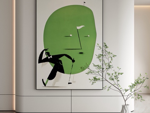  极简抽象挂画3d模型 