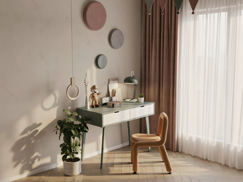 现代儿童书桌椅su模型