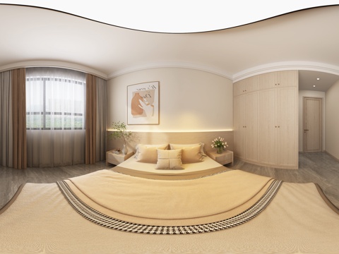 原木风简约卧室