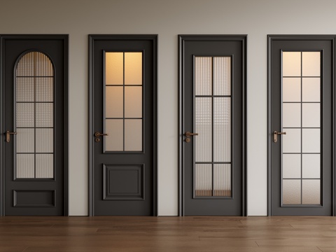  法式玻璃门3d模型 