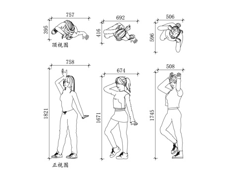 舞姿 舞步 舞态 身姿 舞影cad施工图