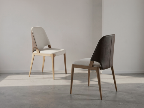 现代原木椅子su模型