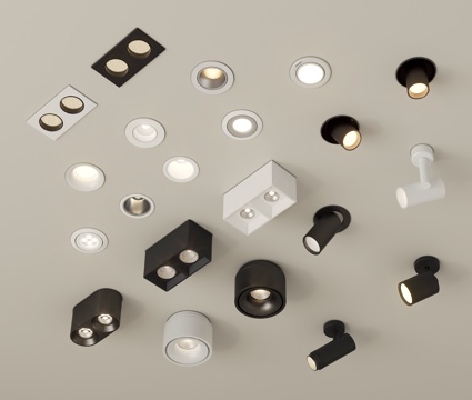 现代筒灯射灯su模型