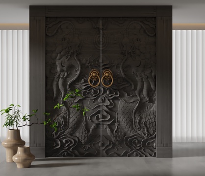  现代平开门3d模型 