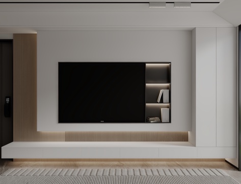  现代电视背景墙3d模型 