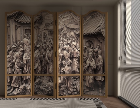  现代屏风3d模型 