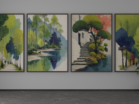  现代挂画3d模型 