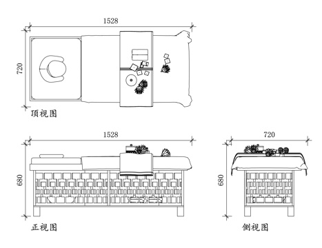 理疗床 按摩床 水疗按摩床 美容理疗床 推拿床cad施工图
