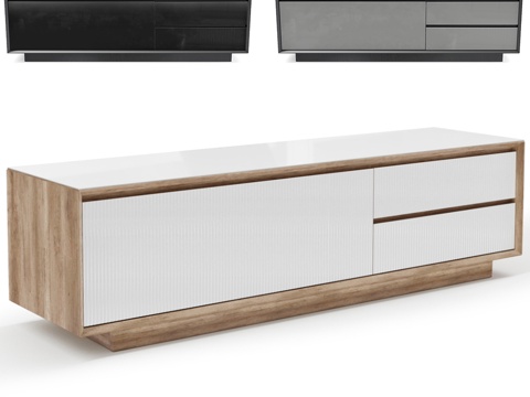  单门带抽屉柜 玻璃款3d模型 