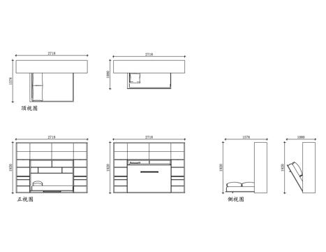 折叠平板床 横向折叠床 平折床 板式折叠床 平铺折叠床cad施工图