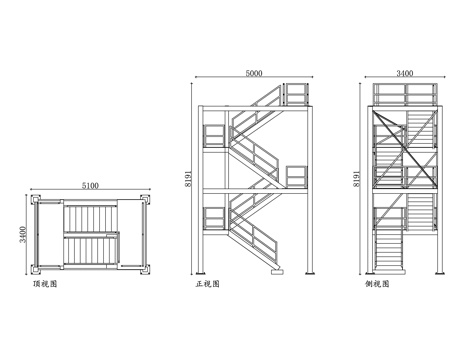 室外消防梯 外墙应急梯 户外逃生梯 外置安全梯 外墙紧急梯cad施工图cad施工图