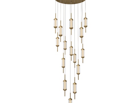  Akari黄铜层叠吊灯07525-15A,363d模型 