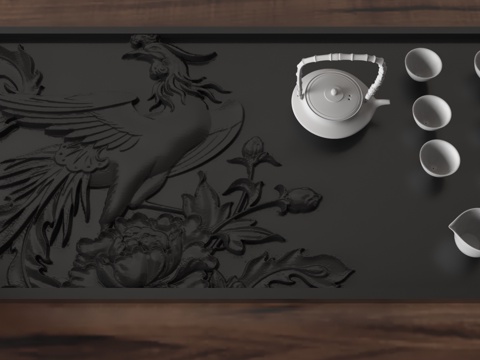  现代茶盘3d模型 