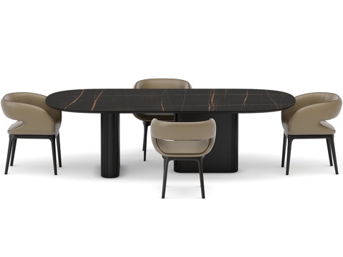  2STR餐桌套装（撒哈拉黑）240x1203d模型 