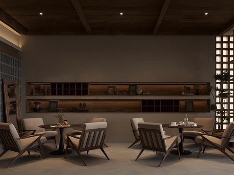 现代会所 洽谈桌椅 会客室su模型