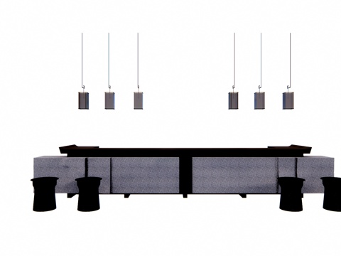 前台 大厅 酒店前台 前台接待 工位 办公su模型