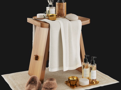  侘寂风毛巾架3d模型 