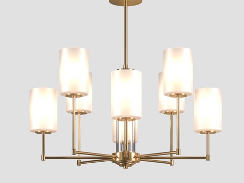  OM 玻璃灯罩杆式吊灯 LH56217,3d模型 