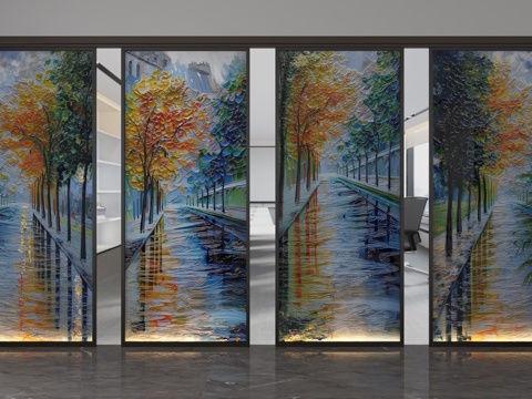  现代屏风隔断3d模型 