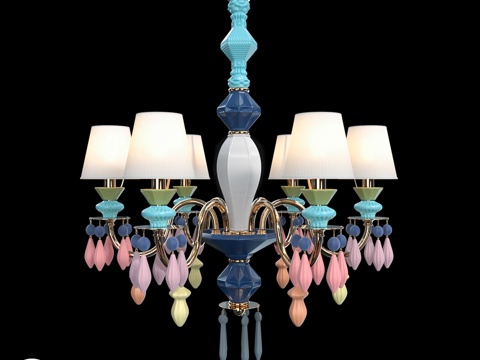  克洛伊德洛蒂-A水晶吊灯C6，彩色陶瓷款（型号3d模型 