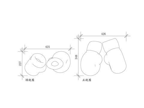 拳套 搏击手套 格斗拳套 散打手套 训练拳套cad施工图