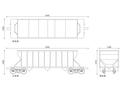 铁路敞篷车 敞车车厢 货运敞车 敞式货车 露天货车cad施工图