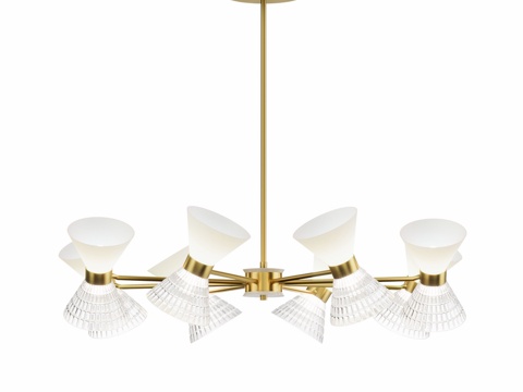  OM 灯具（带灯泡），黄铜材质，透明白色3d模型 