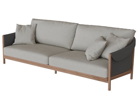  GRAO三人实木柚木沙发3d模型 