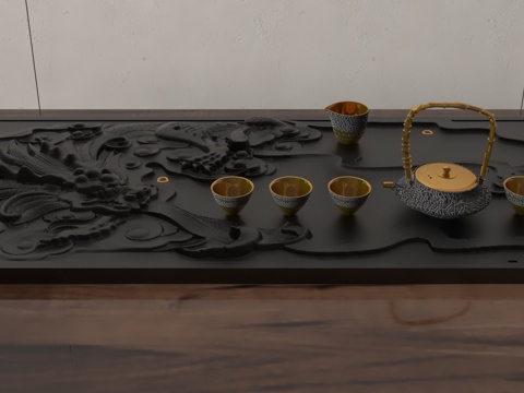  现代茶盘3d模型 