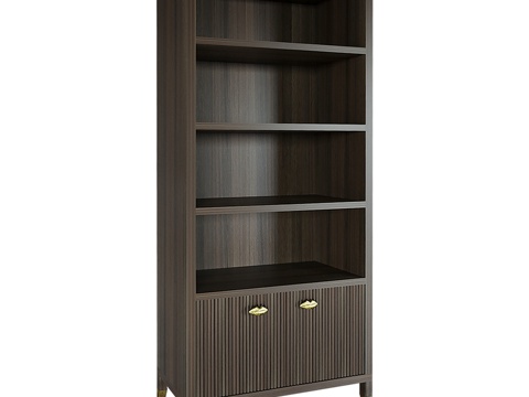  艾尔莎梦想胡桃木带背板书柜-阁楼概念3d模型 