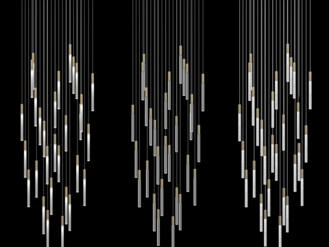  矩形底座长型瀑布式吊灯IT3d模型 