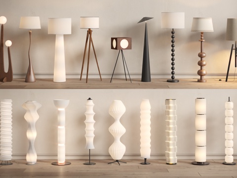 侘寂中古落地灯su模型