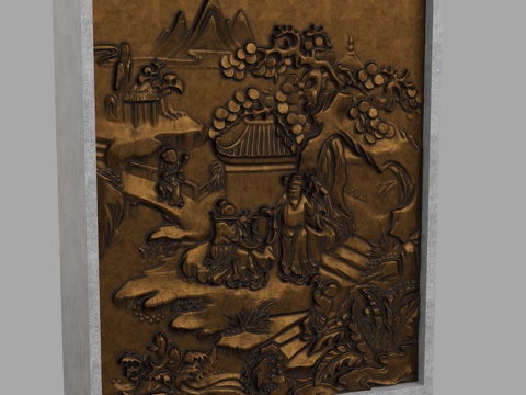  现代浮雕墙3d模型 