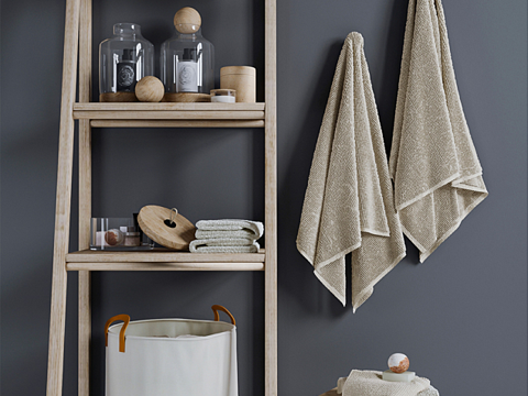  北欧卫浴用品凳子组合3d模型 