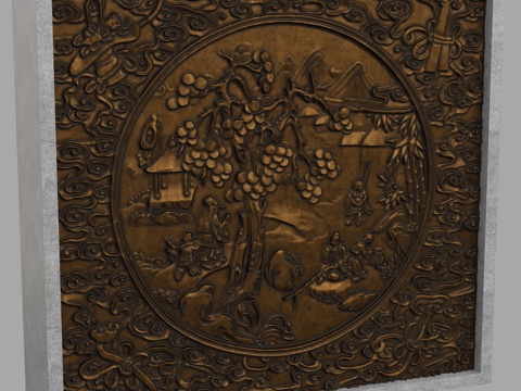  现代浮雕墙3d模型 