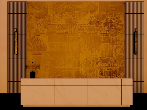 接待 办公空间 酒店前台su模型