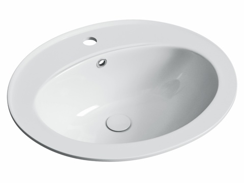  OM Sun嵌入式台面洗脸盆配椭圆排水口与3d模型 