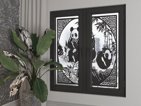  现代平开窗3d模型 