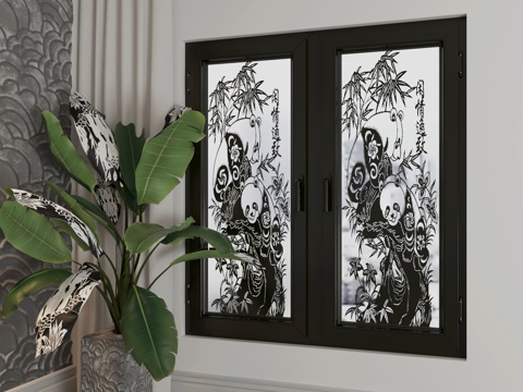  现代平开窗3d模型 