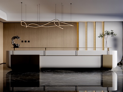 电脑 酒店前台 前台 大厅 办公su模型