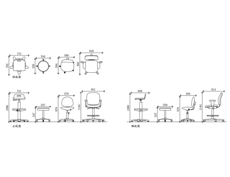 收银台椅 吧台凳 前台凳 收银凳 服务台凳cad施工图