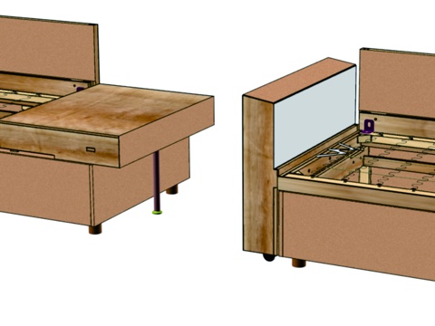  可推拉沙发床，可翻转3d模型 