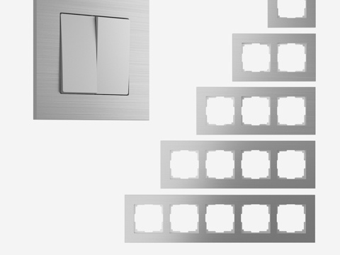  OM 系列拉丝铝制插座开关边框3d模型 