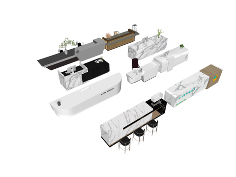 大厅 工装 前台su模型