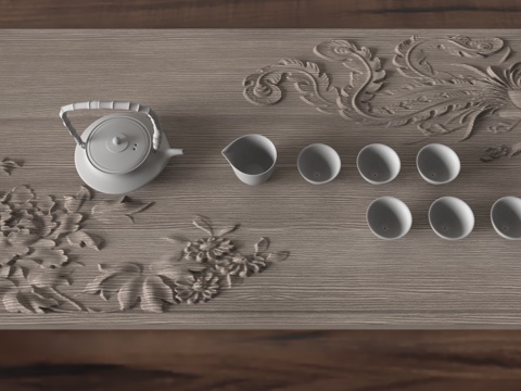 现代茶盘3d模型 